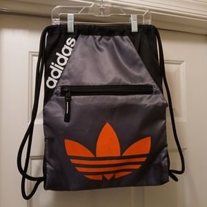 Adidas Gray, Orange & Black Drawstring Backpack